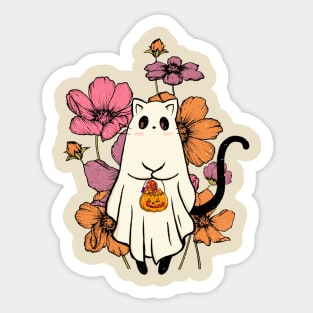 Cute Halloween Ghost Cat Halloween Cat T-shirt Sticker